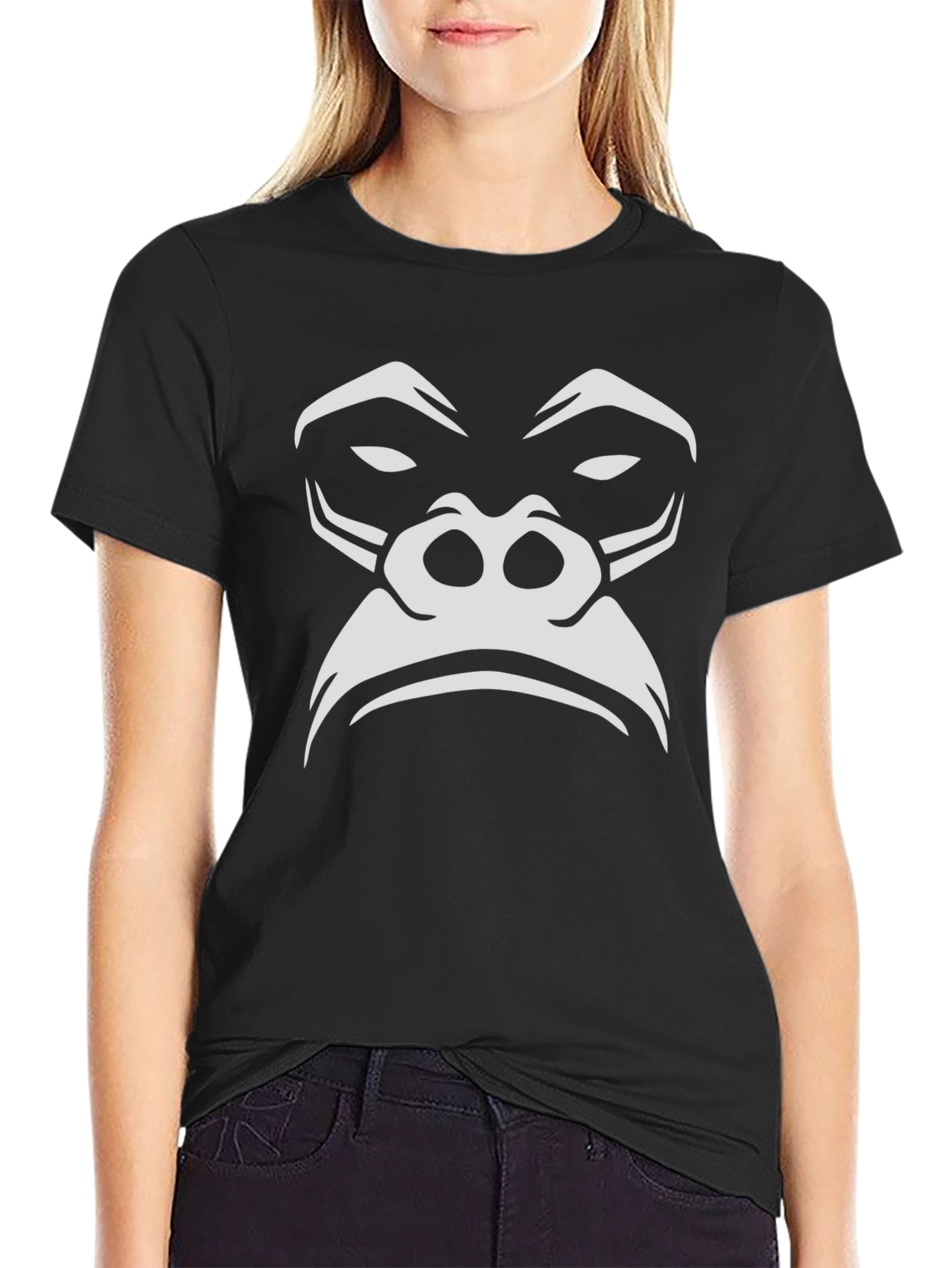 Gorilla Face Graphic T-Shirt - Black
