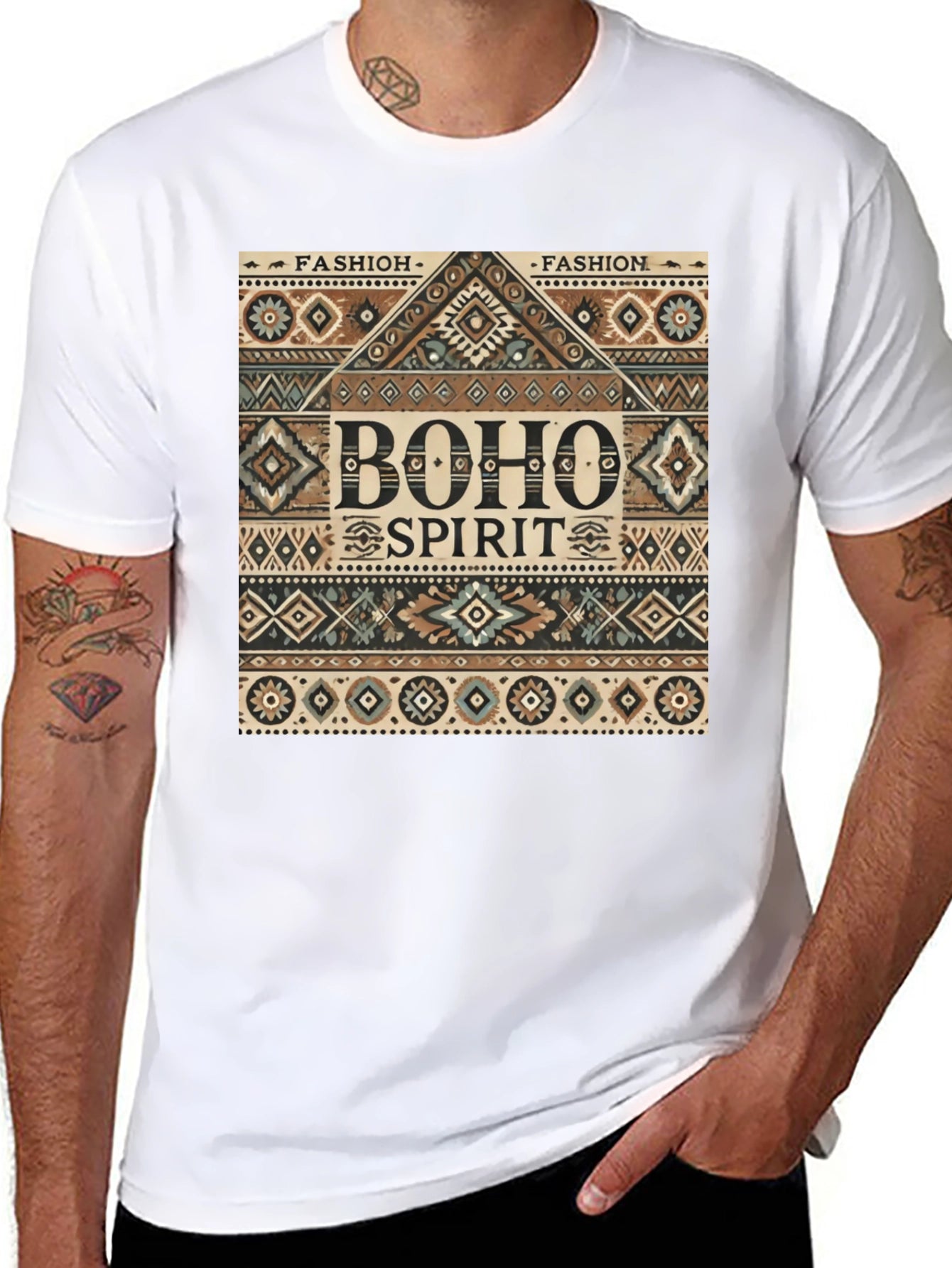 Boho Spirit Graphic Print Mens Tee