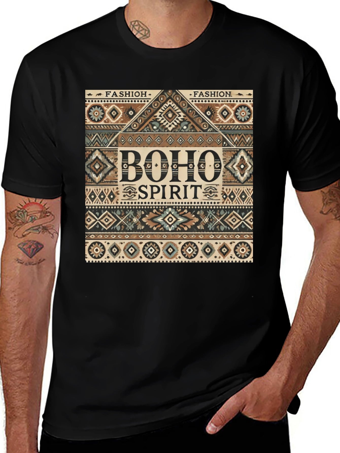 Boho Spirit Graphic Print Mens Tee