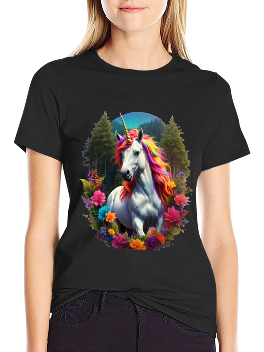 Unicorn Floral T-Shirt - Fantasy Graphic Tee