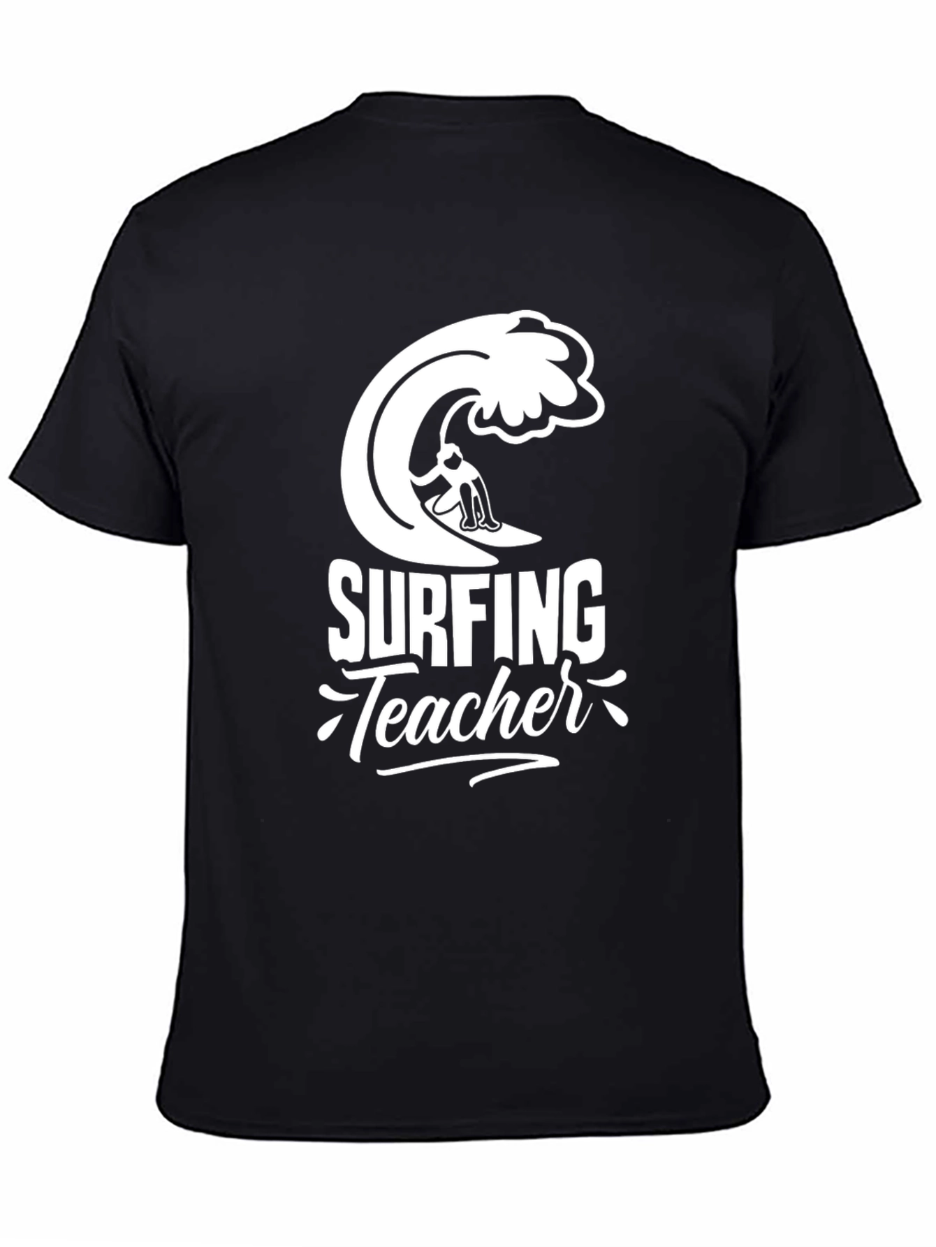 Surfing Teacher Graphic T-Shirt - Black