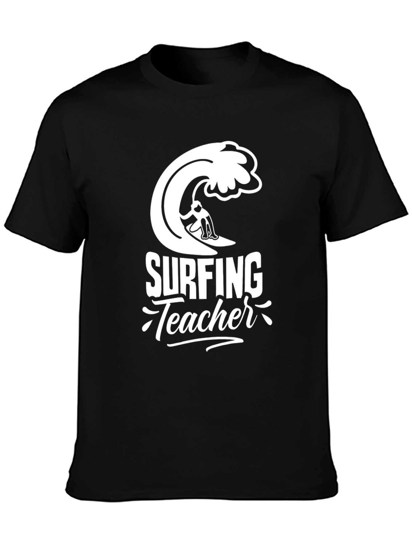 Surfing Teacher Graphic T-Shirt - Black