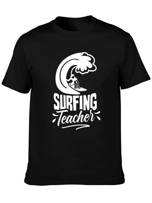 Surfing Teacher Graphic T-Shirt - Black