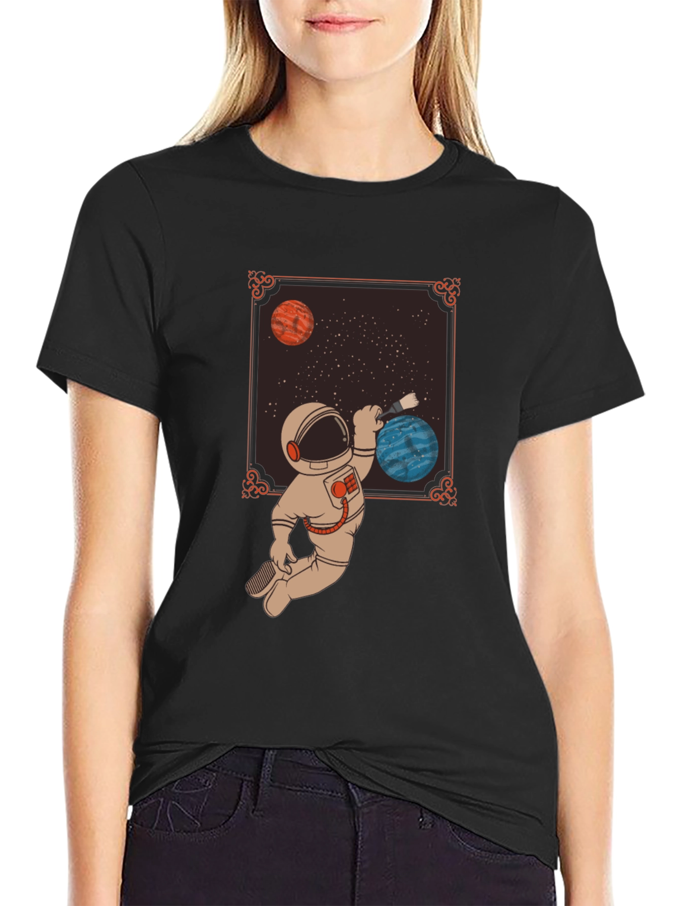 Astronaut Painting Planets Graphic Tee
