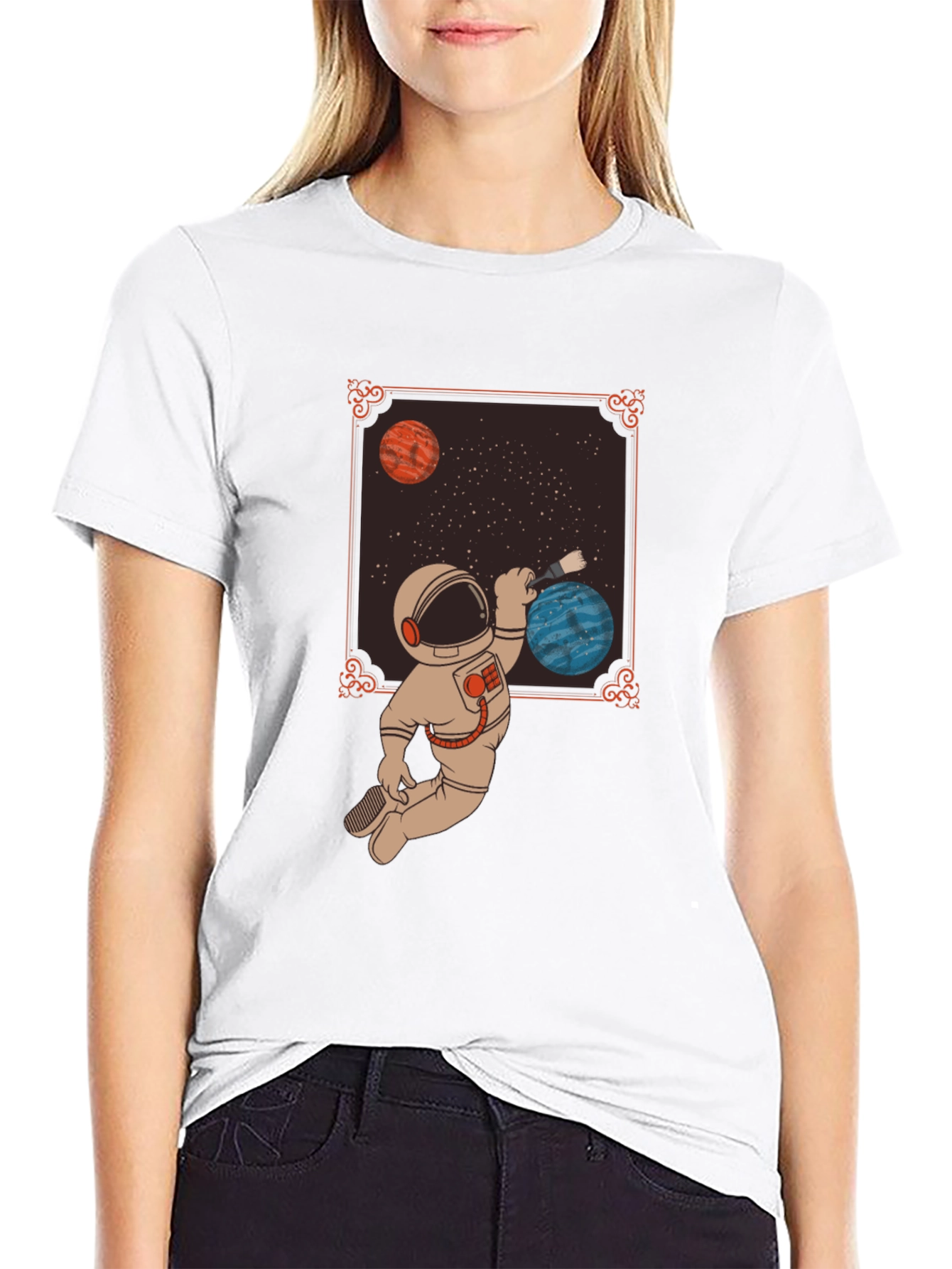 Astronaut Painting Planets Graphic Tee