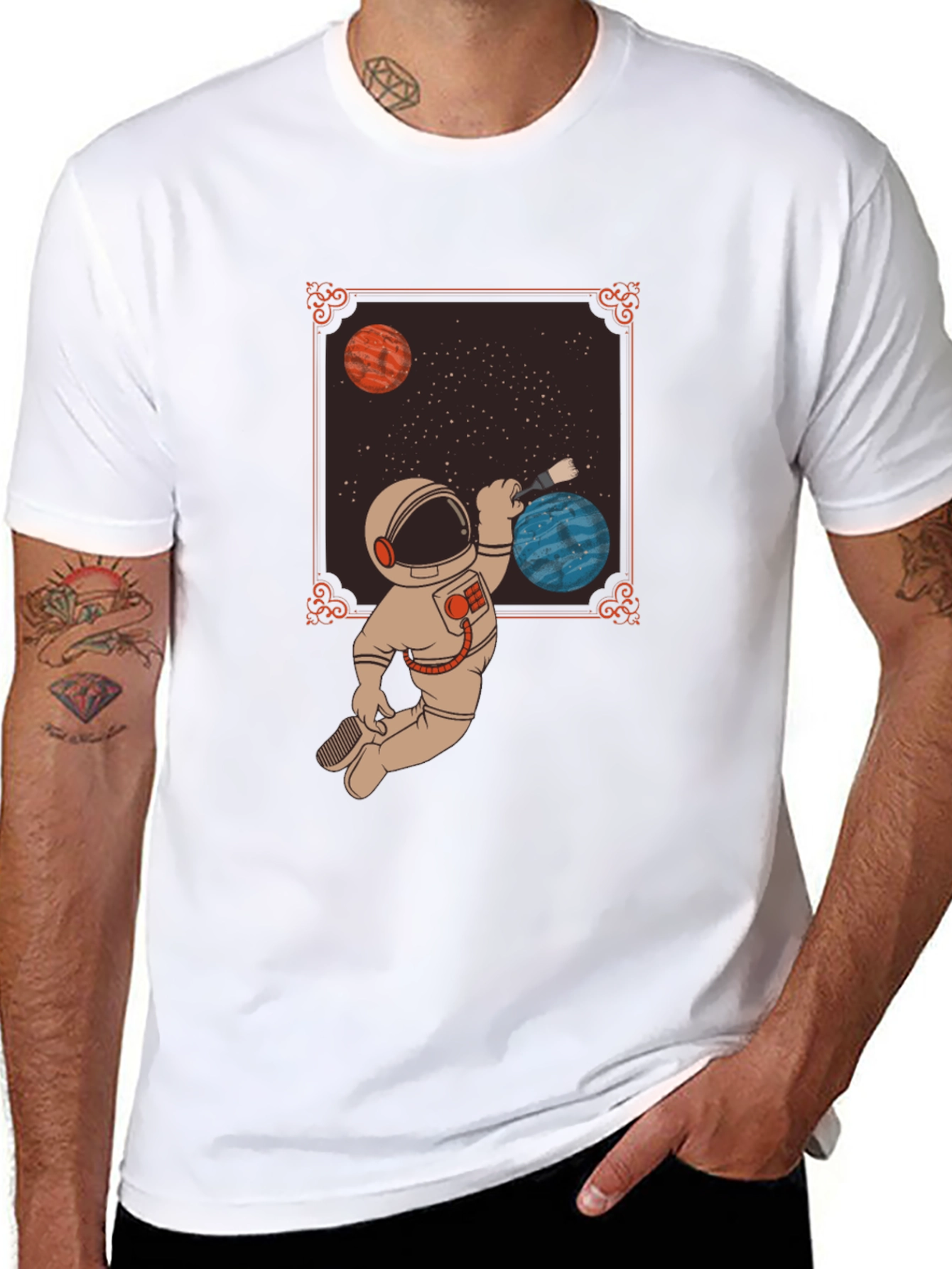 Astronaut Painting Planets Graphic Tee