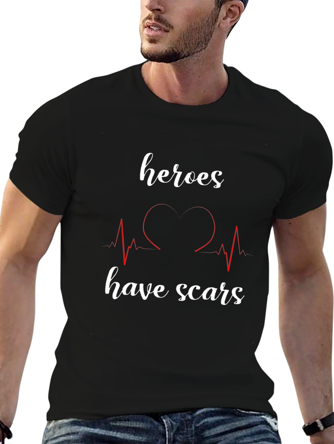 Heroes Have Scars Graphic Tee - Heartbeat Design