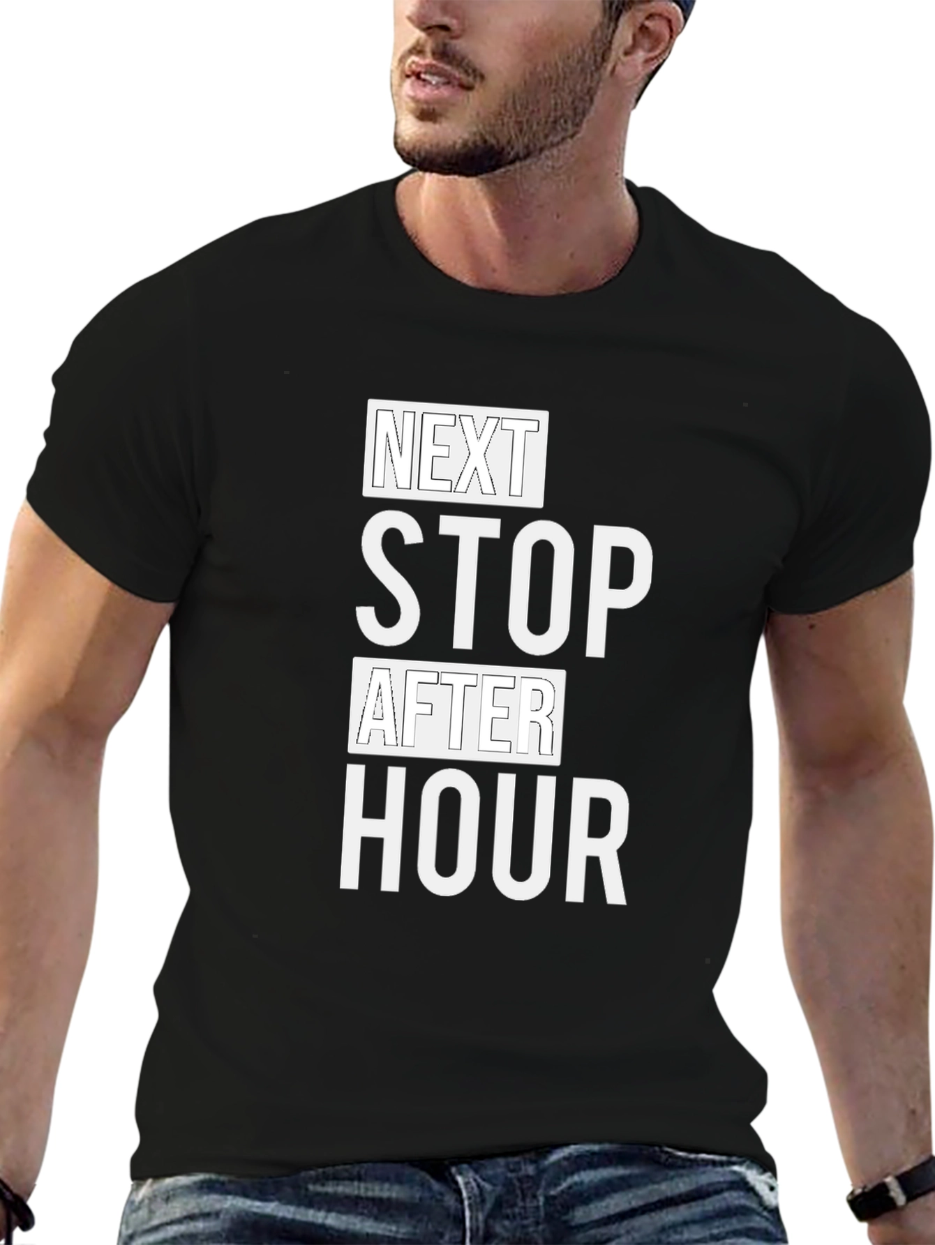 Next Stop After Hour Black T-Shirt