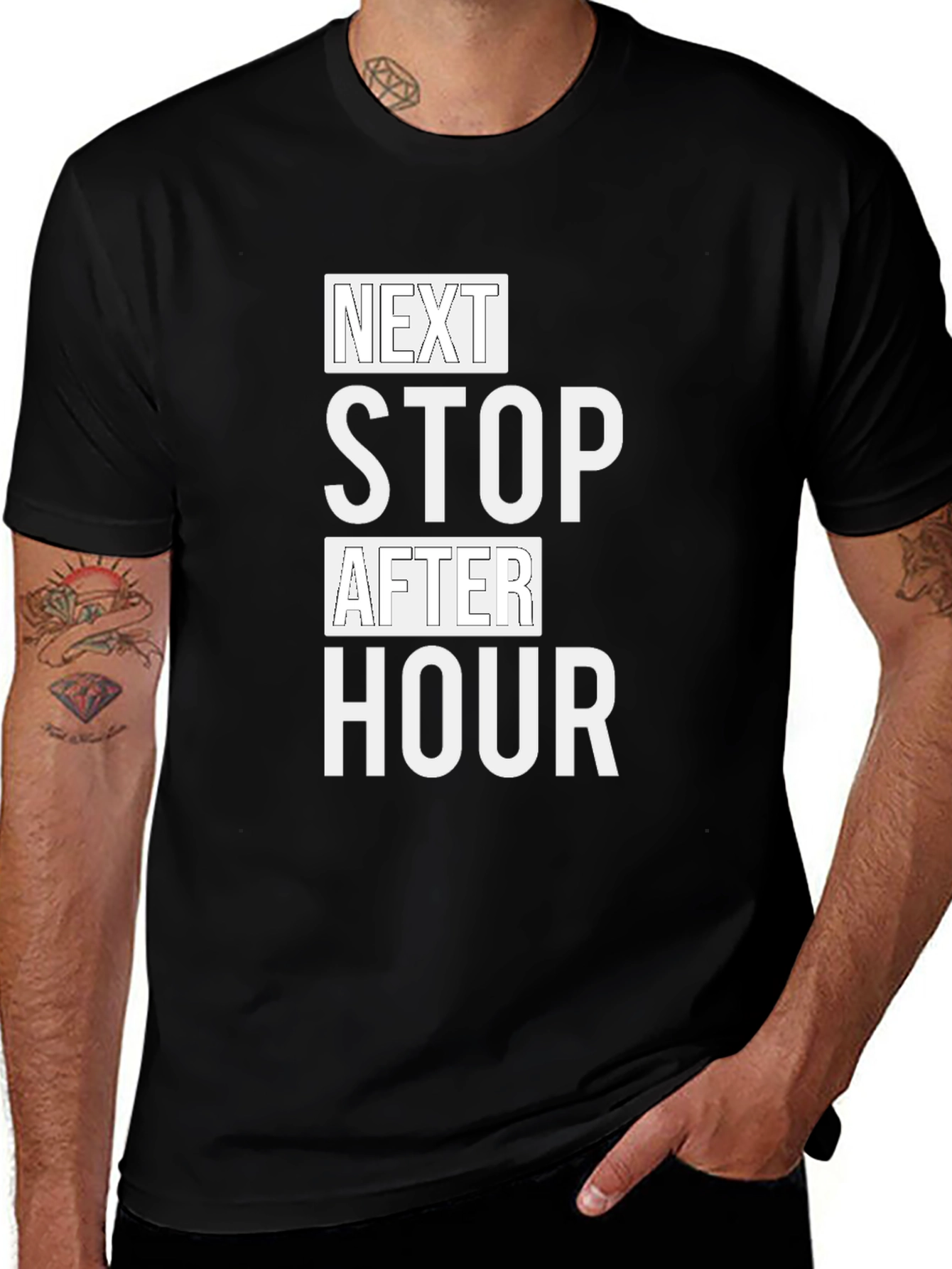 Next Stop After Hour Black T-Shirt