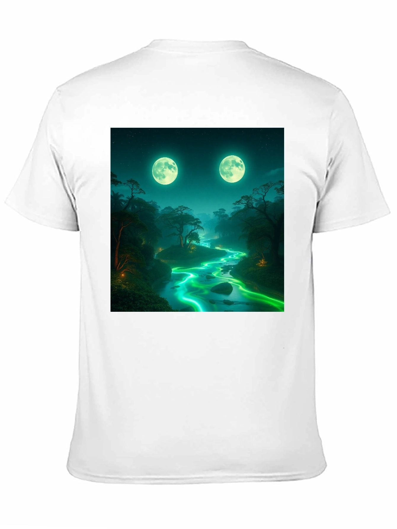 Mystical Moonlight River Black T-Shirt