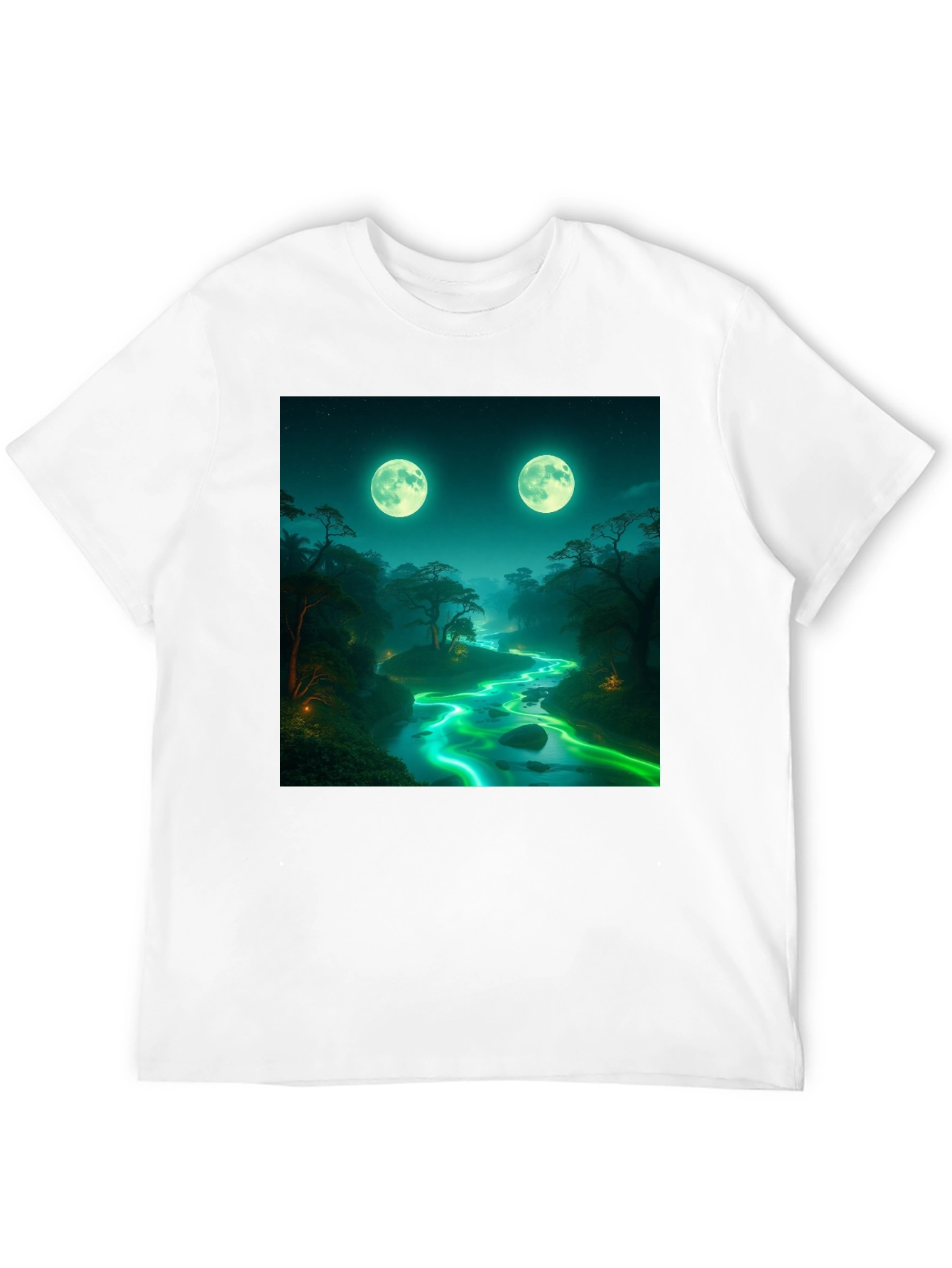 Mystical Moonlight River Black T-Shirt