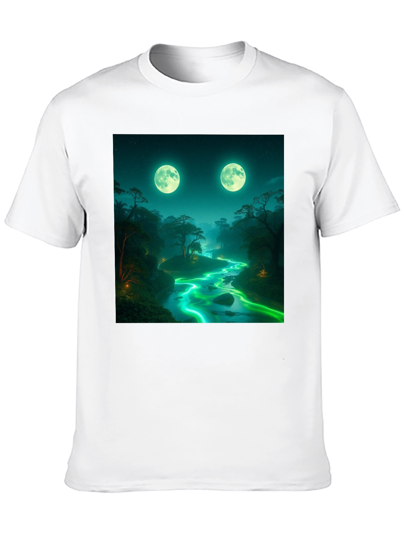 Mystical Moonlight River Black T-Shirt