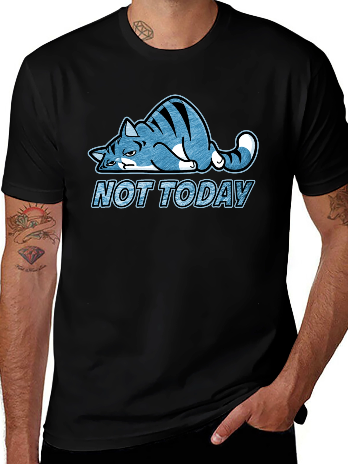 Not Today Cat Graphic Tee - Lazy Cat T-Shirt