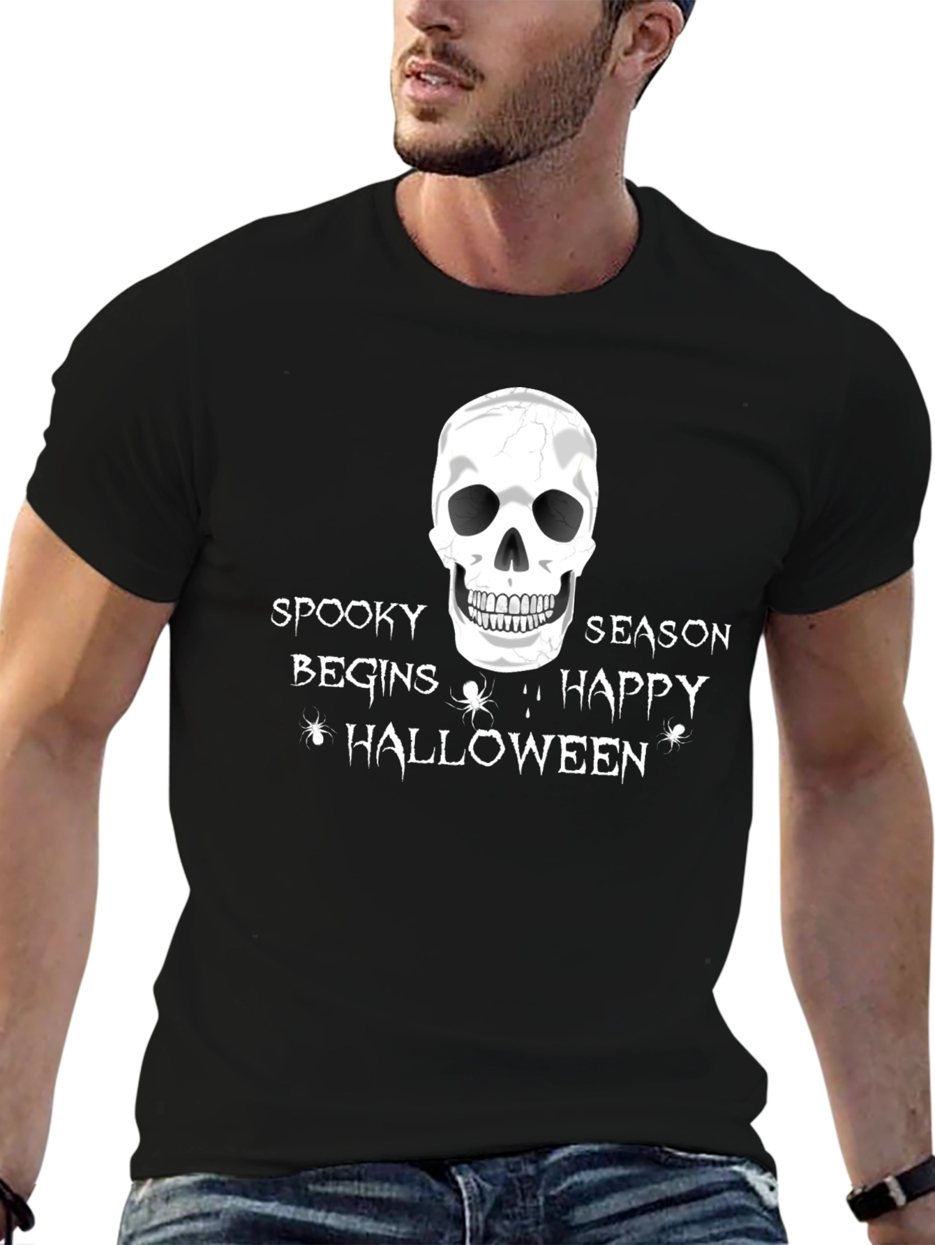 Spooky Season Halloween T-Shirt - Skull Design