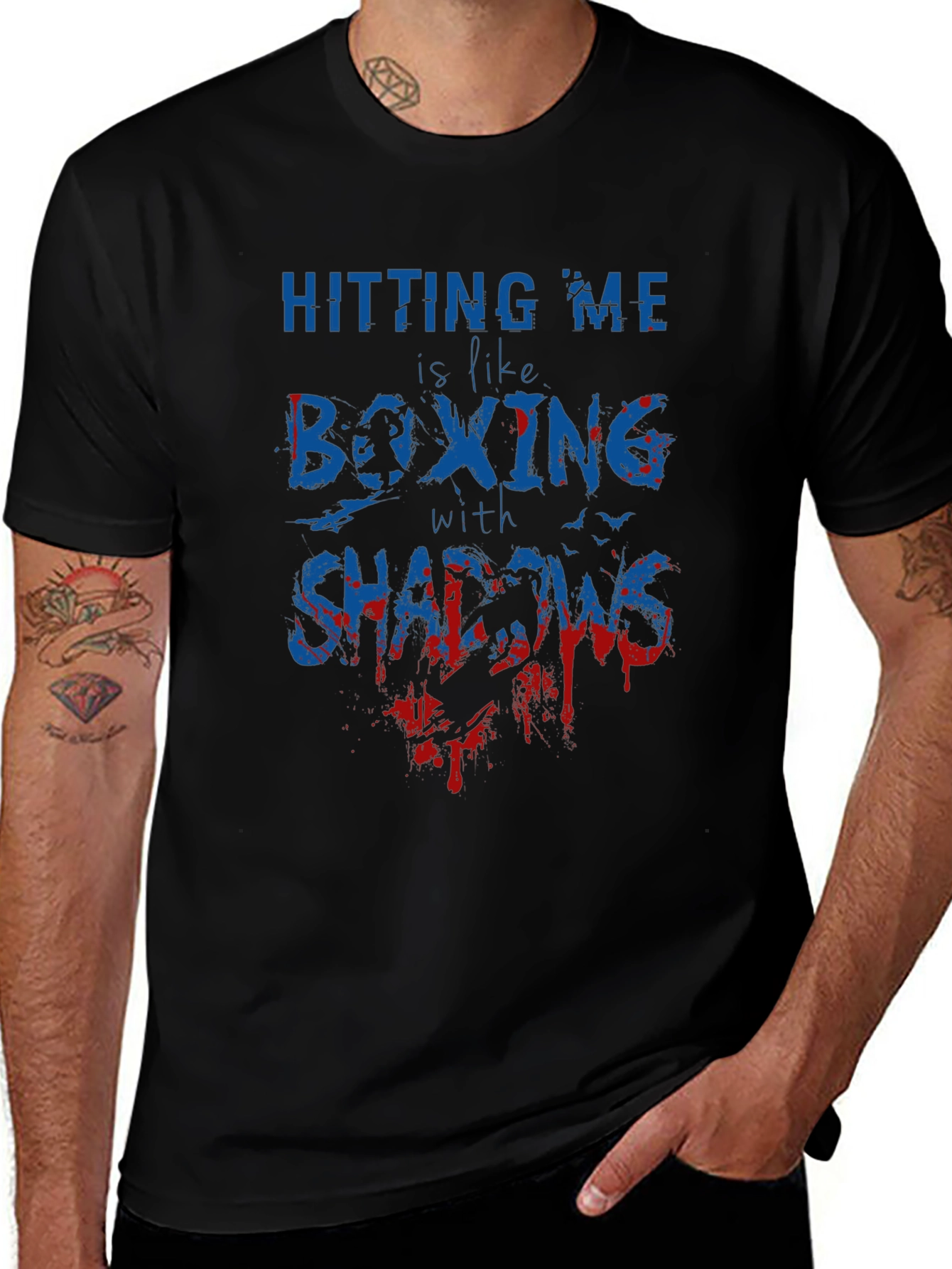 Boxing with Shadows Graphic Tee - Black Cotton