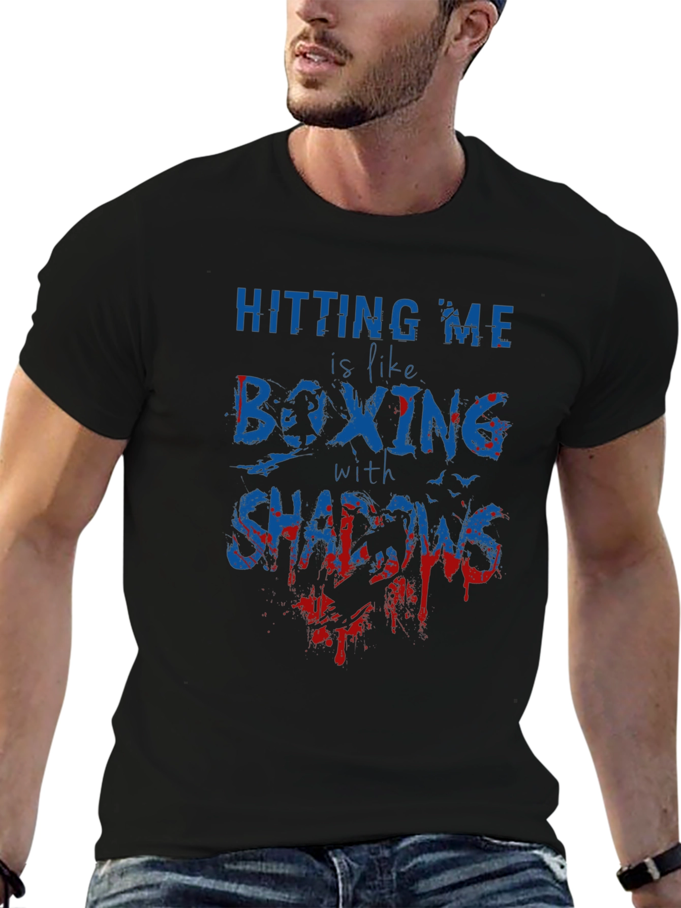 Boxing with Shadows Graphic Tee - Black Cotton
