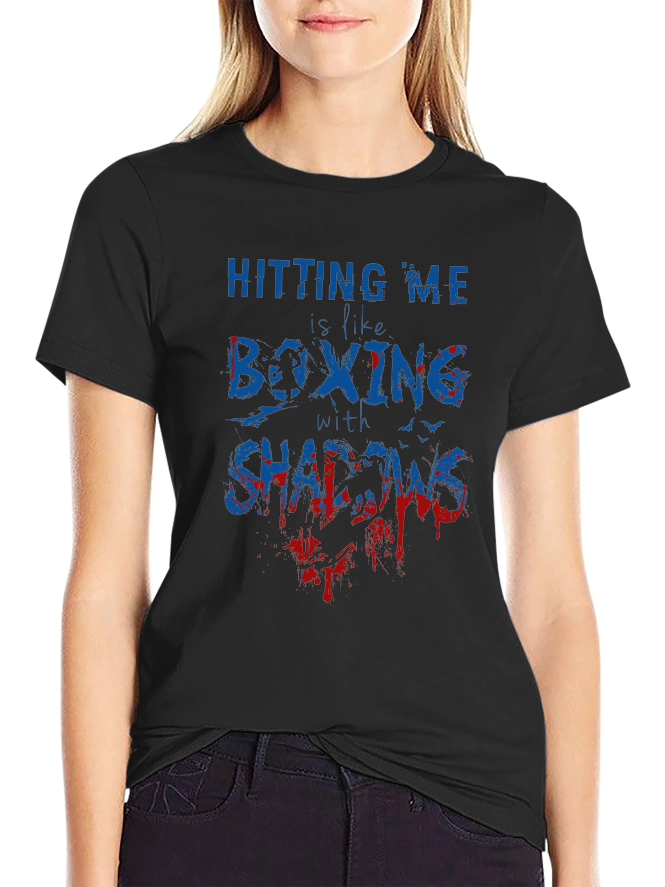 Boxing with Shadows Graphic Tee - Black Cotton