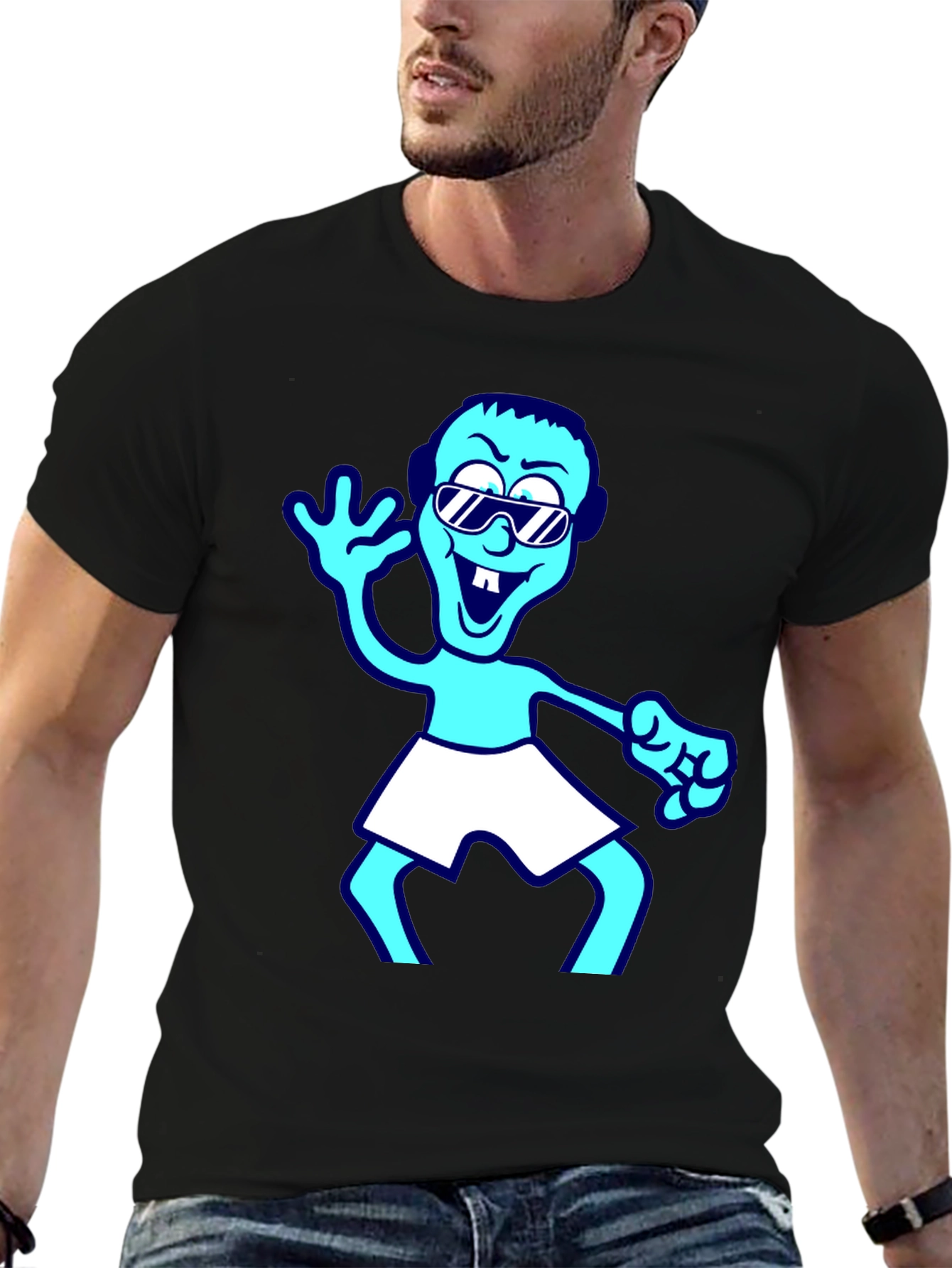 Cartoon Graphic T-Shirt - Black