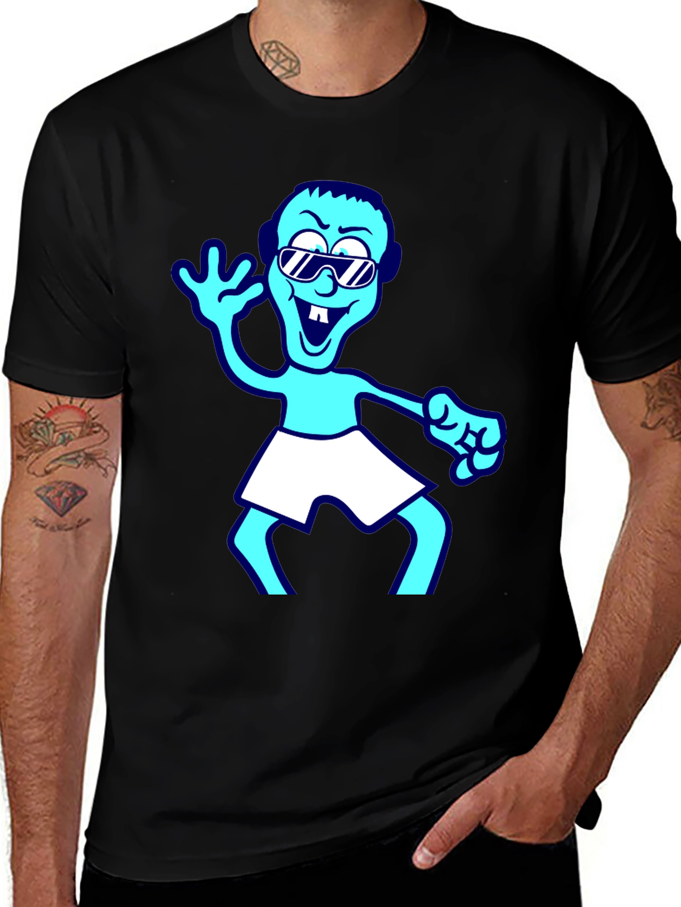 Cartoon Graphic T-Shirt - Black