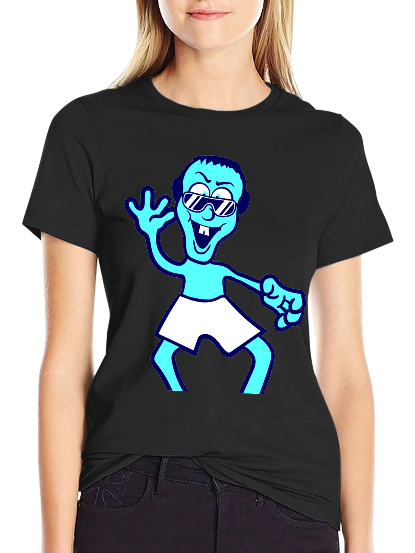 Cartoon Graphic T-Shirt - Black