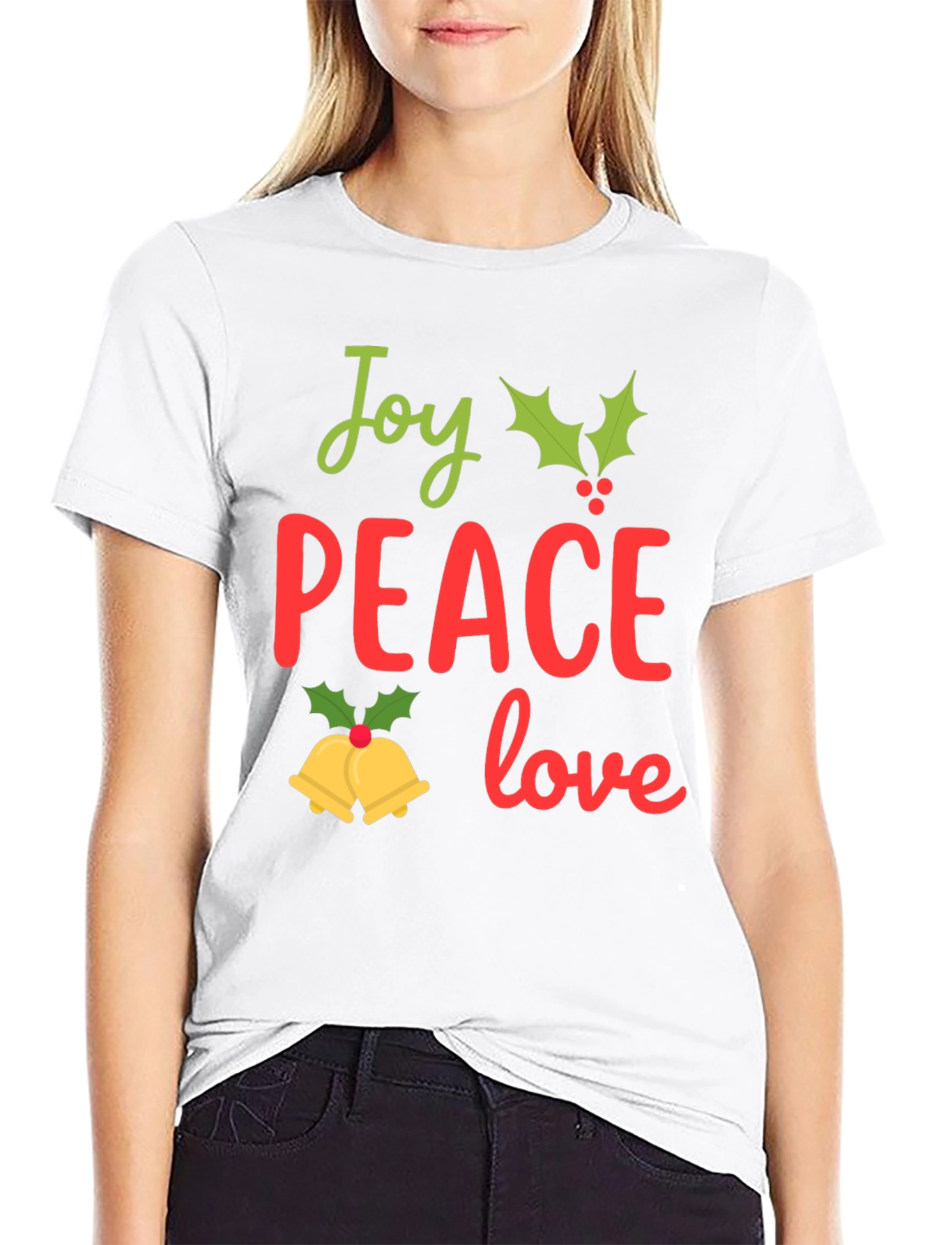 Joy Peace Love Christmas T-Shirt Festive Holiday Tee