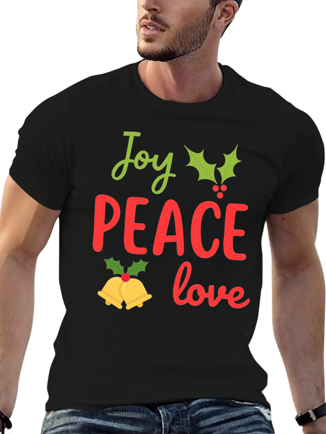 Joy Peace Love Christmas T-Shirt Festive Holiday Tee