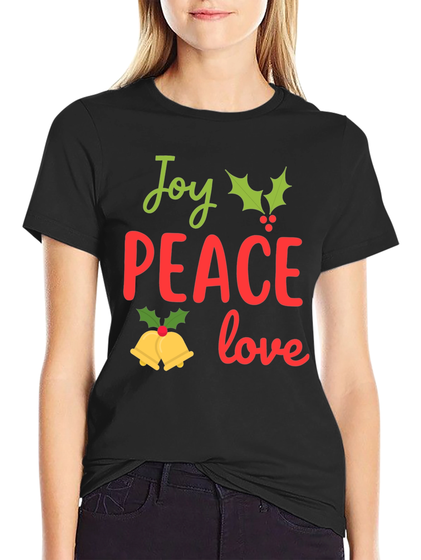 Joy Peace Love Christmas T-Shirt Festive Holiday Tee
