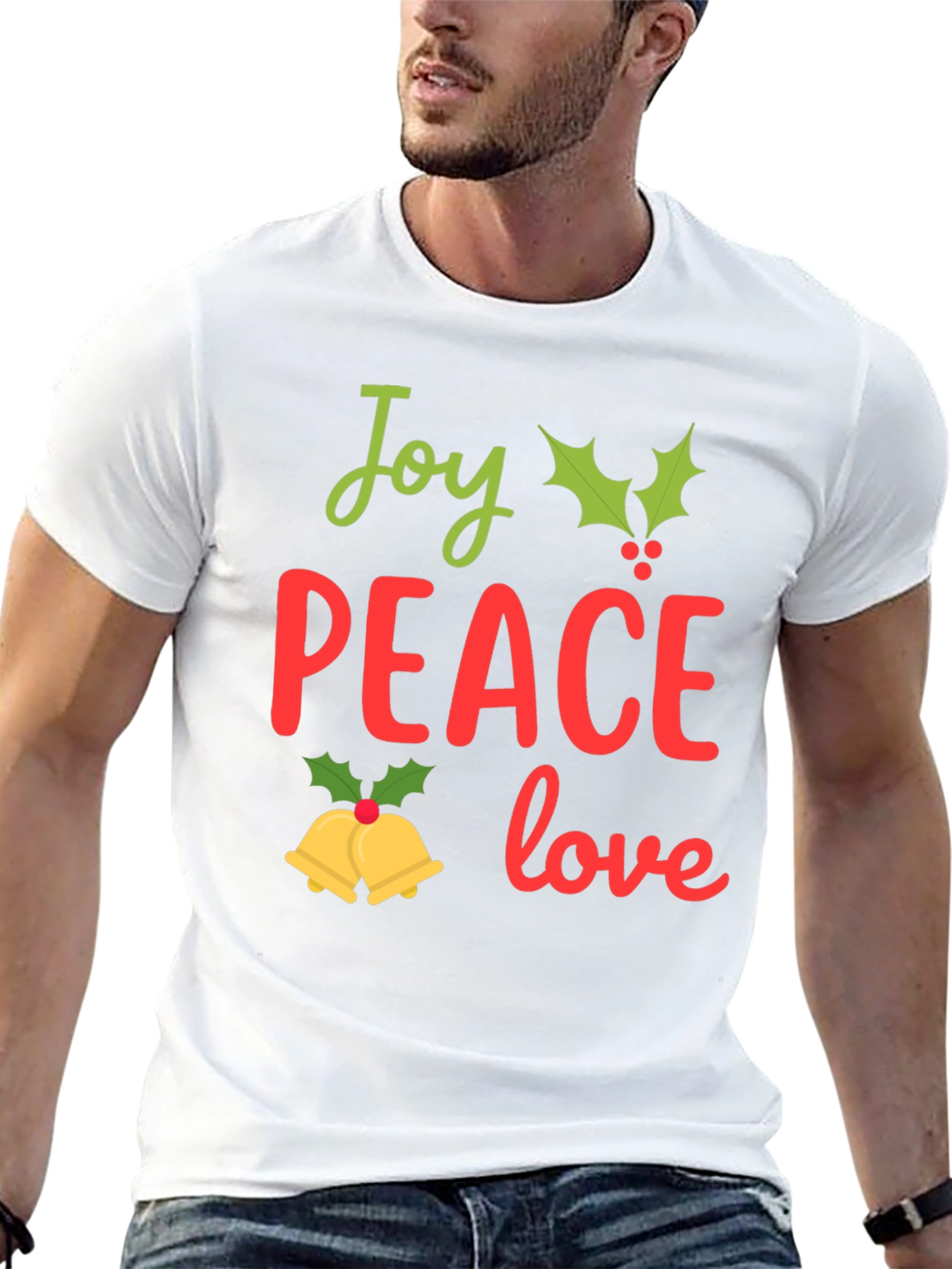 Joy Peace Love Christmas T-Shirt Festive Holiday Tee