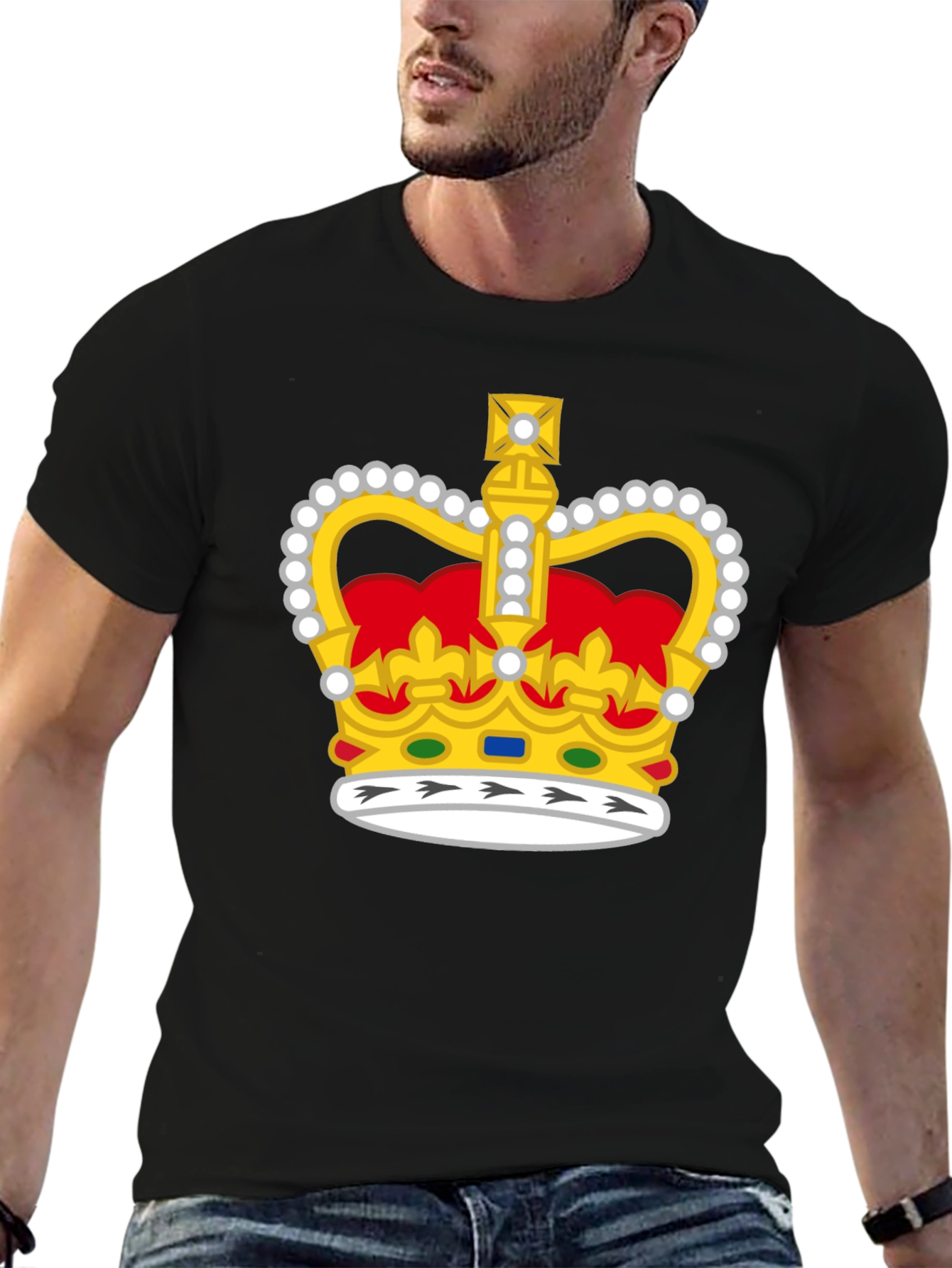 Regal Crown Graphic T-Shirt - Black Cotton Tee
