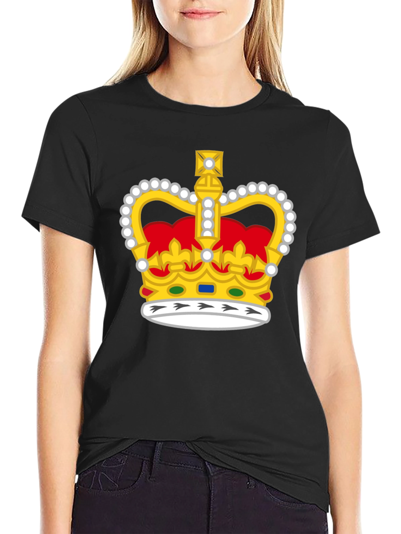 Regal Crown Graphic T-Shirt - Black Cotton Tee