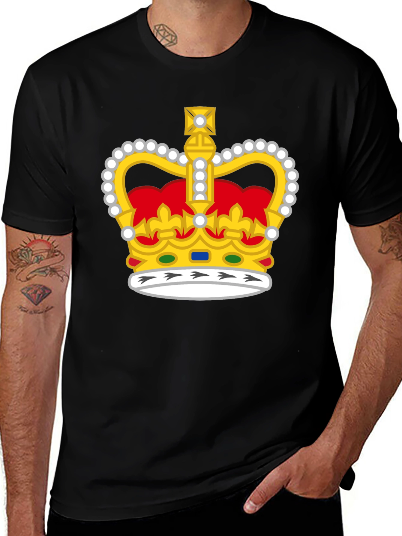 Regal Crown Graphic T-Shirt - Black Cotton Tee
