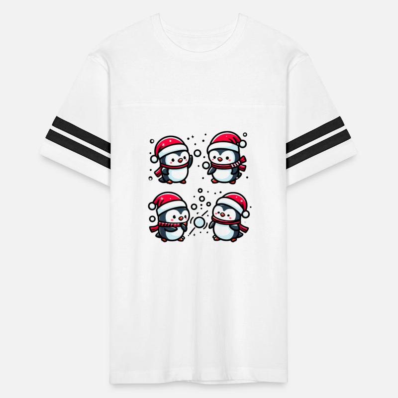 Adorable Penguin Santa Hat Winter Snowball Fight