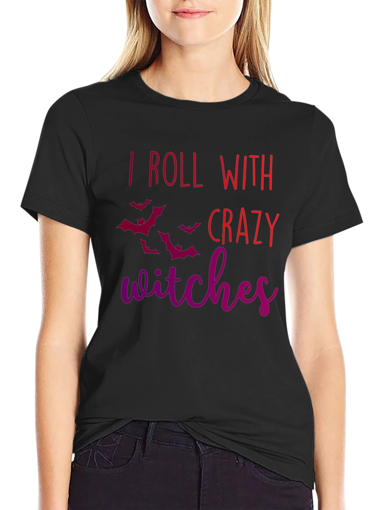 I Roll With Crazy Witches Halloween Tee
