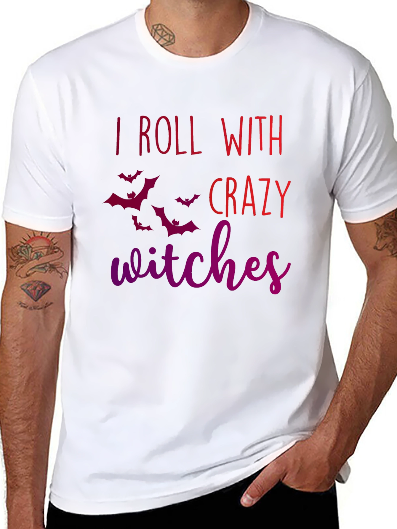 I Roll With Crazy Witches Halloween Tee