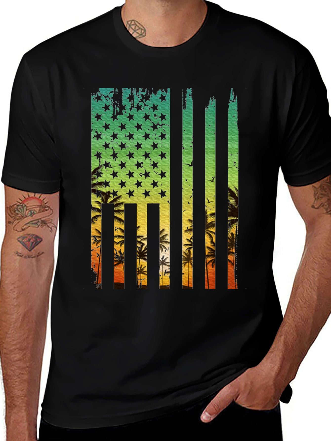 Tropical American Flag T-Shirt