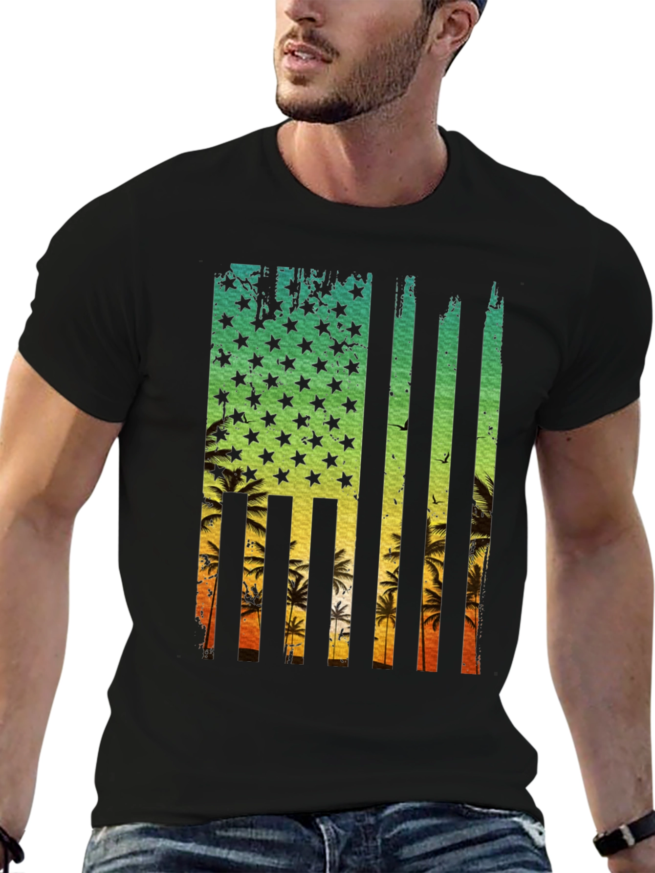 Tropical American Flag T-Shirt
