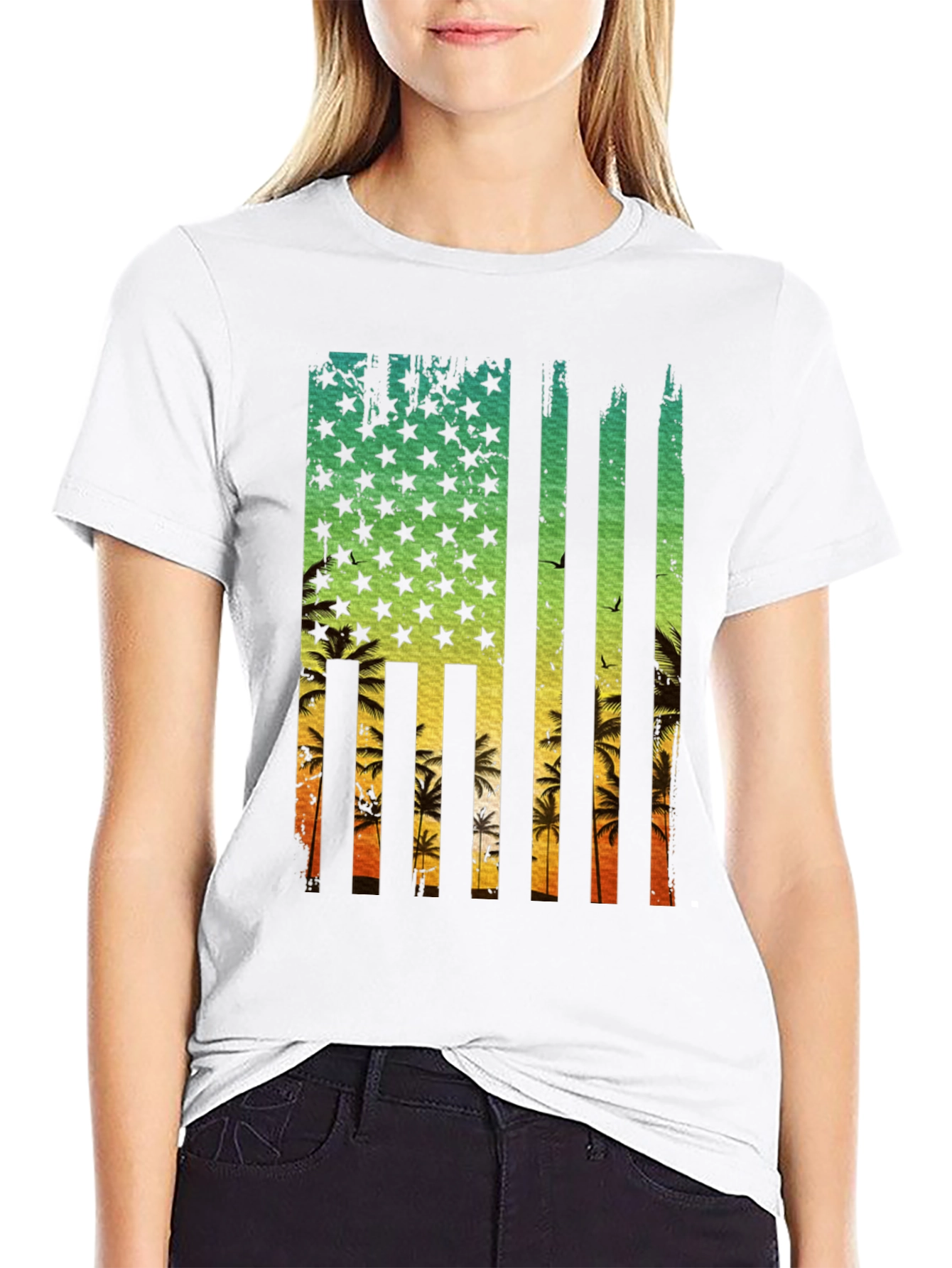 Tropical American Flag T-Shirt