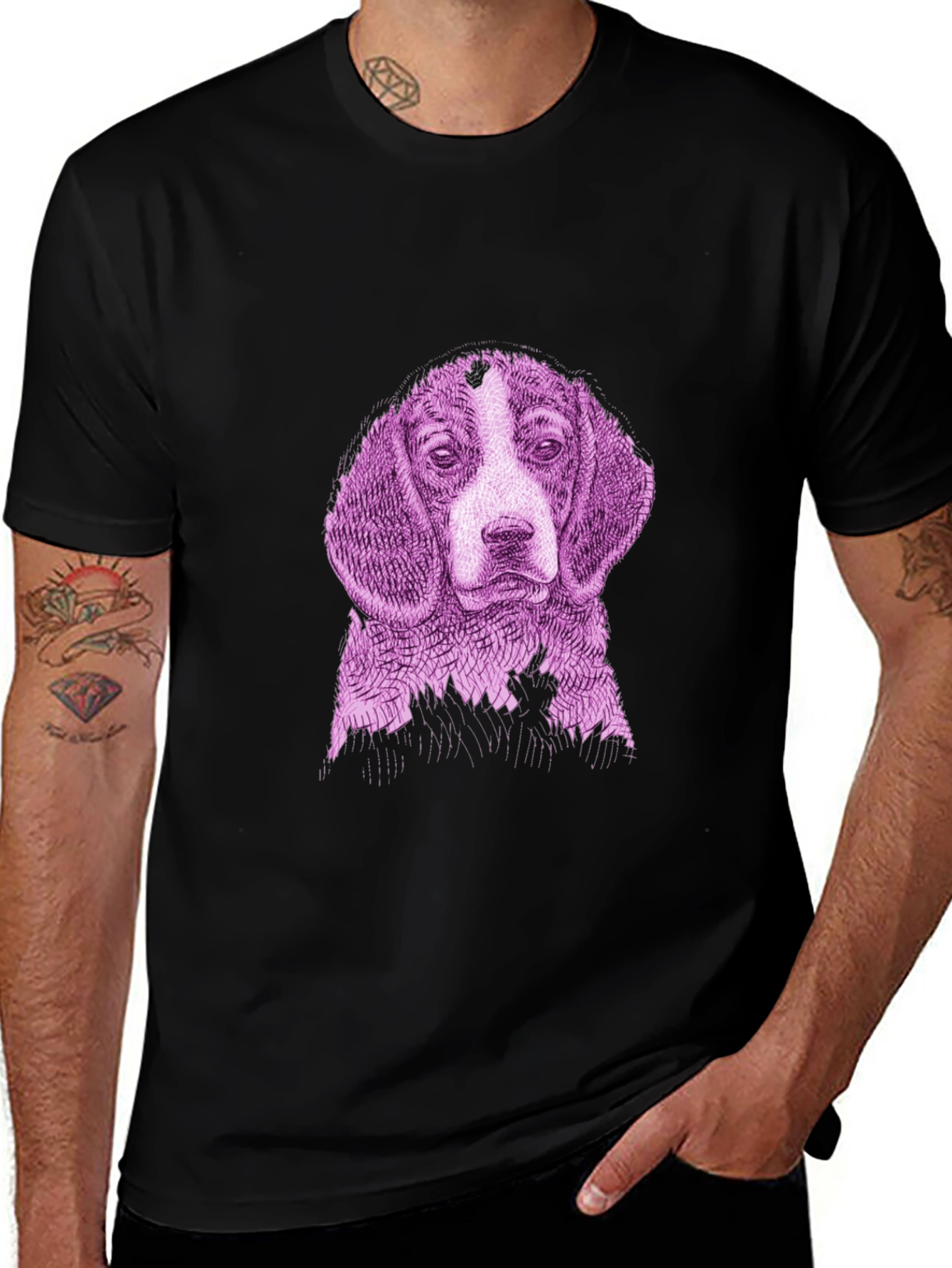Dog Graphic Print Black Tee