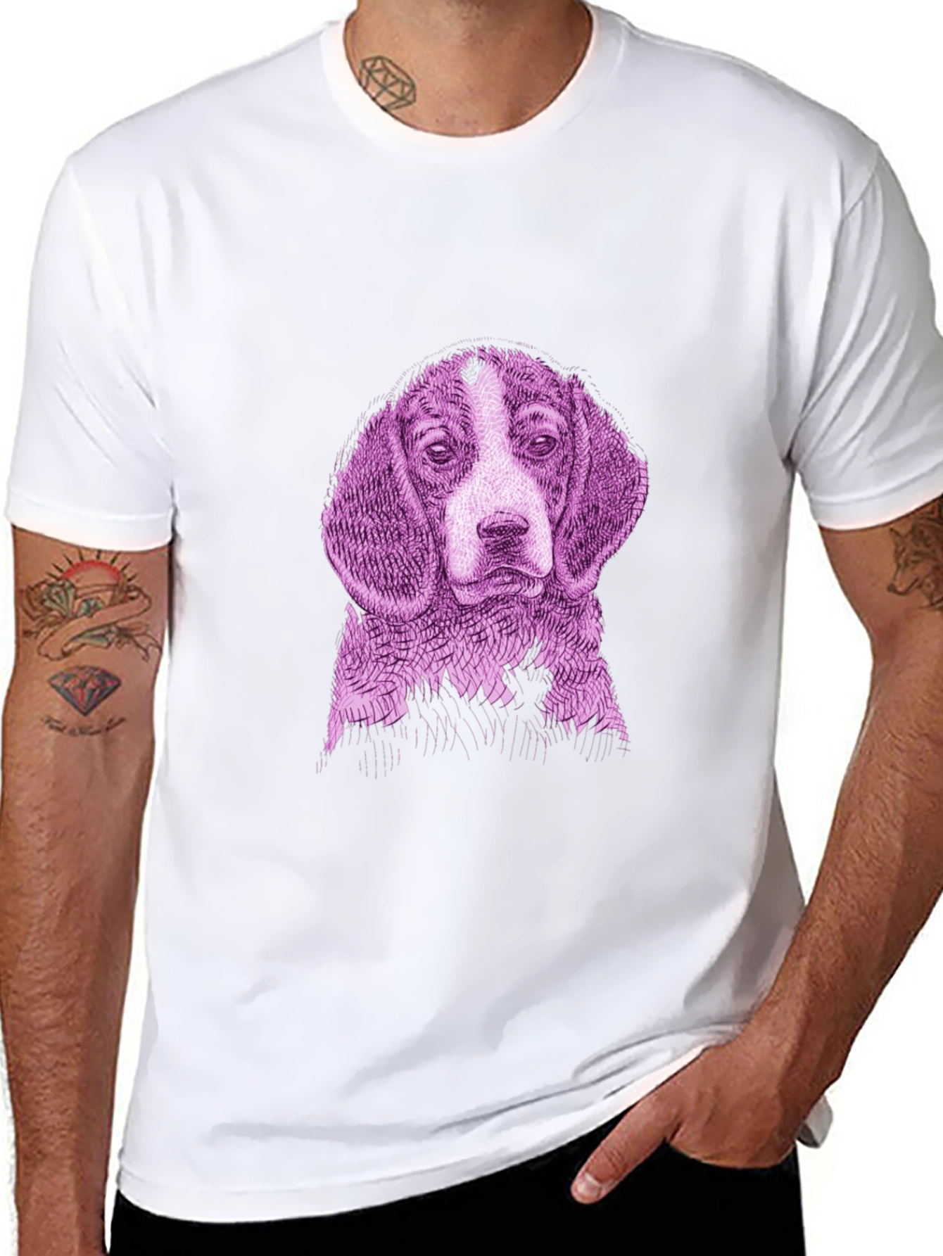 Dog Graphic Print Black Tee