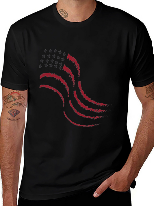 Waving American Flag Graphic T-Shirt