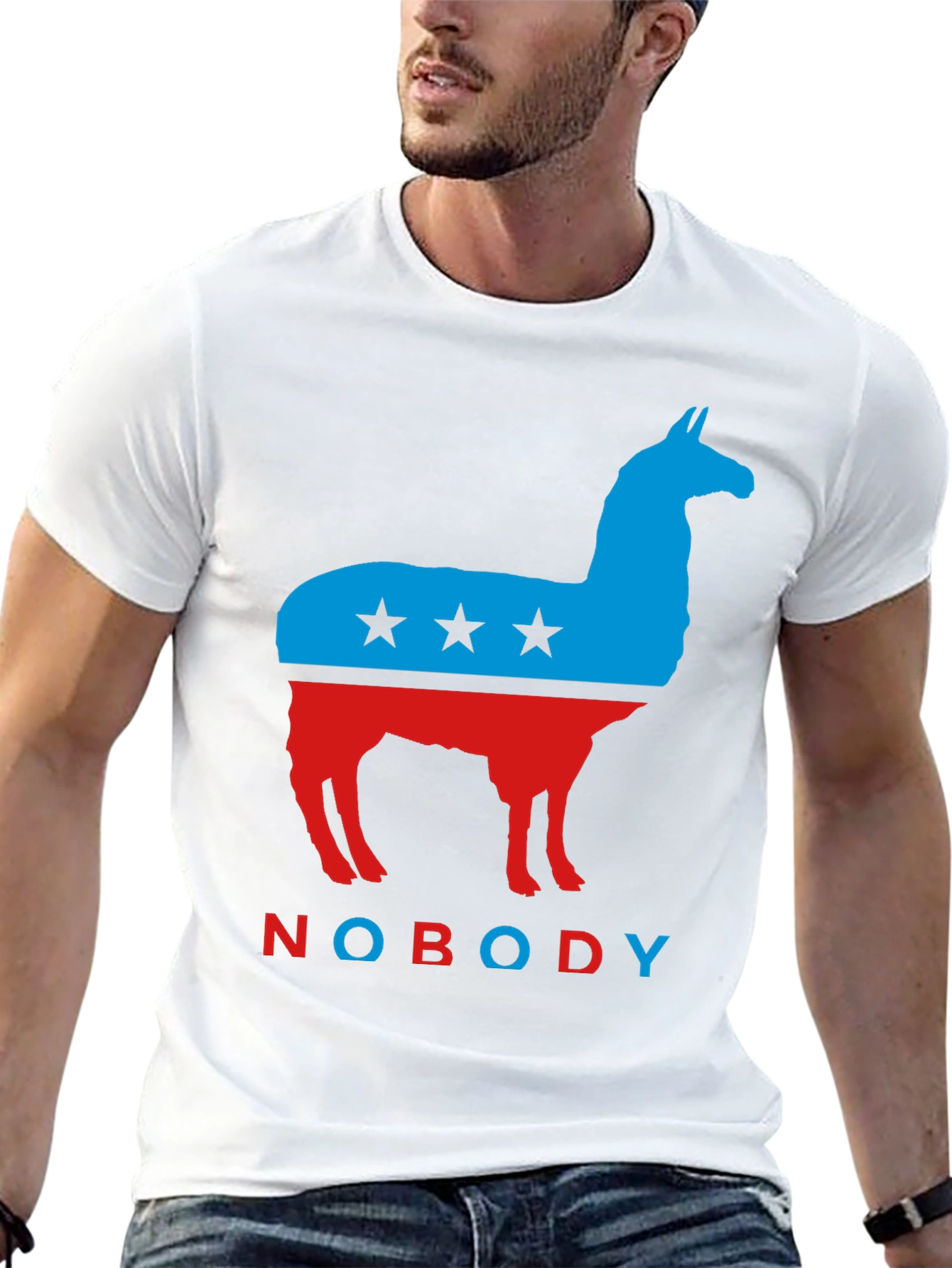 Llama Nobody Graphic Tee - Patriotic Funny T-Shirt