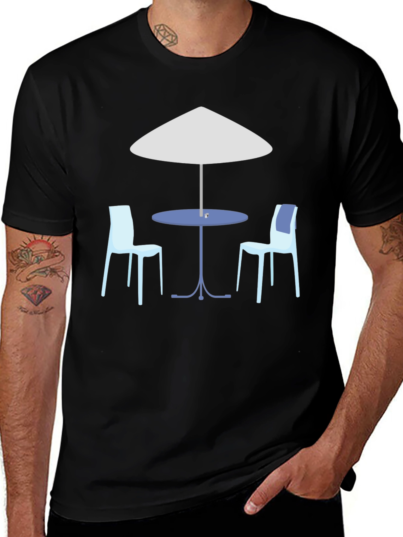 Cafe Scene Graphic T-Shirt
