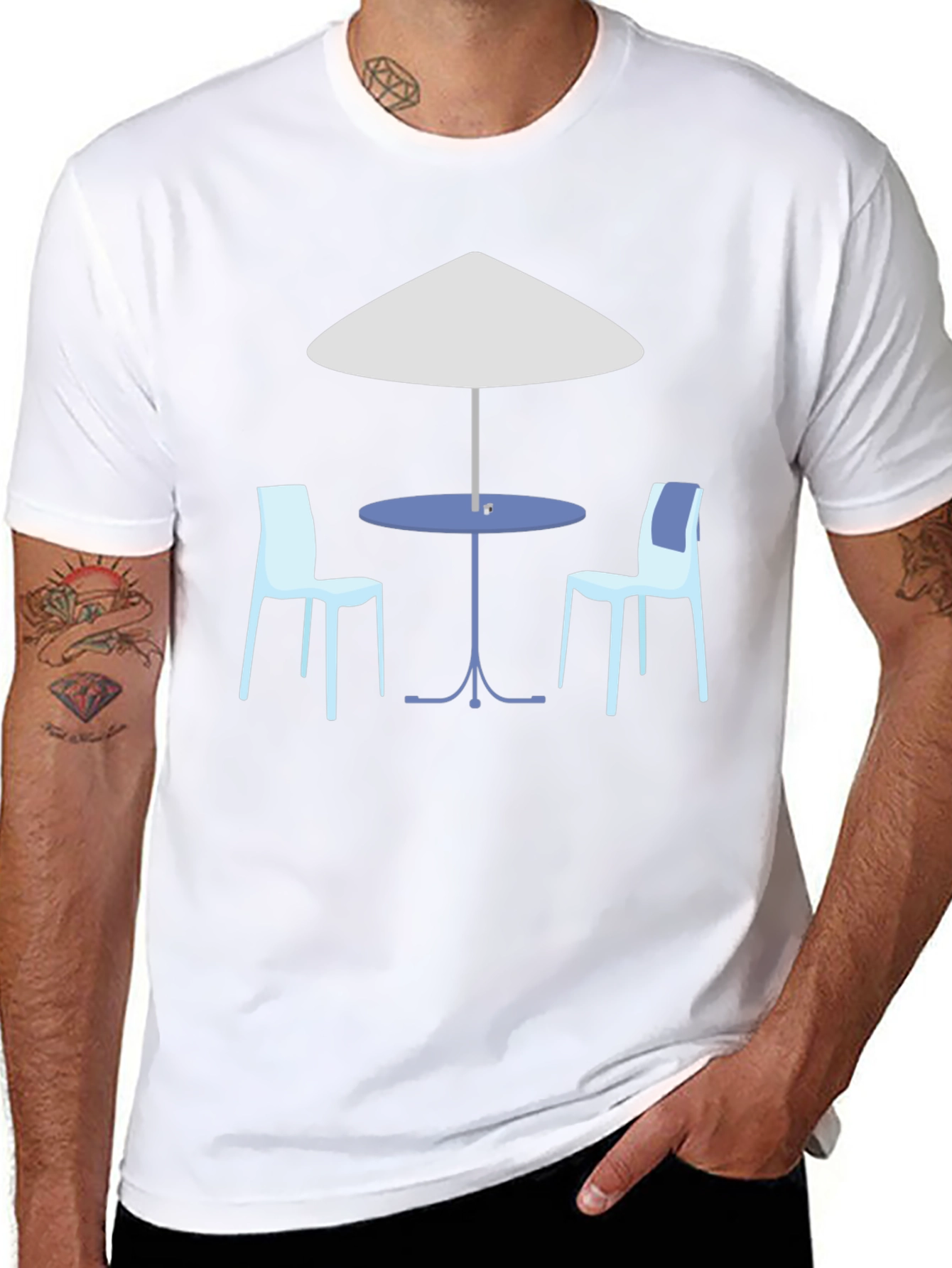 Cafe Scene Graphic T-Shirt