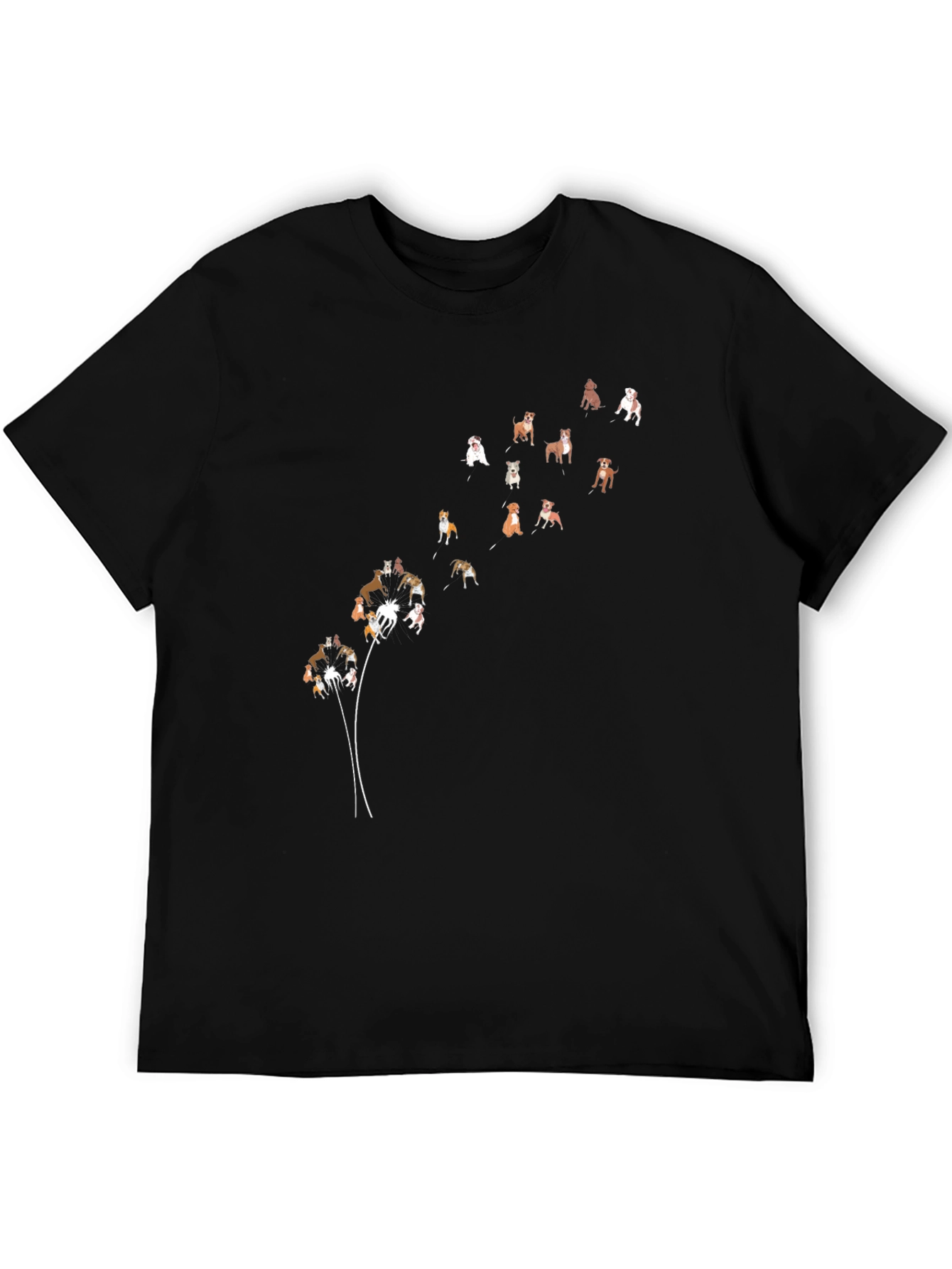 Dog Dandelion Black T-Shirt