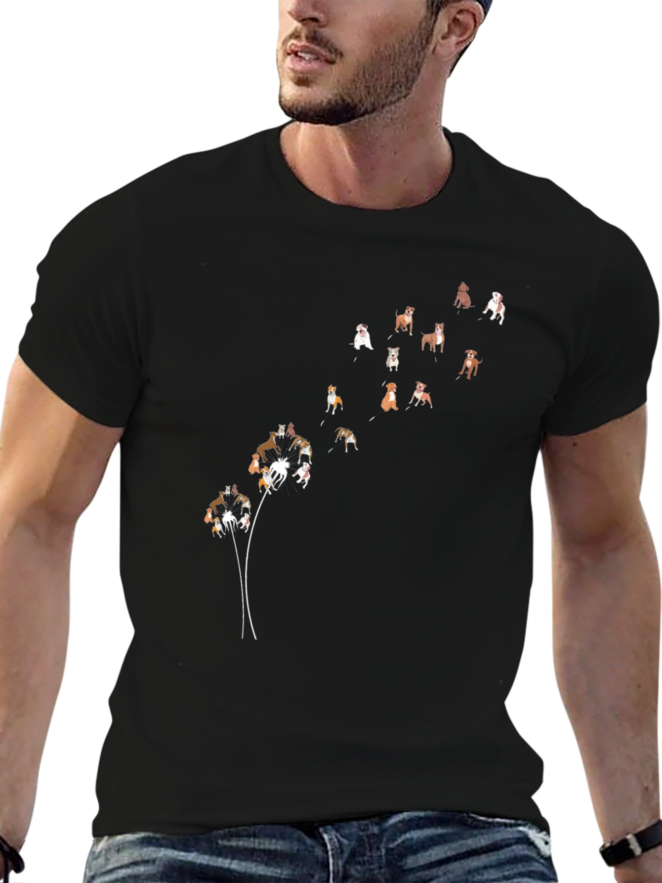Dog Dandelion Black T-Shirt