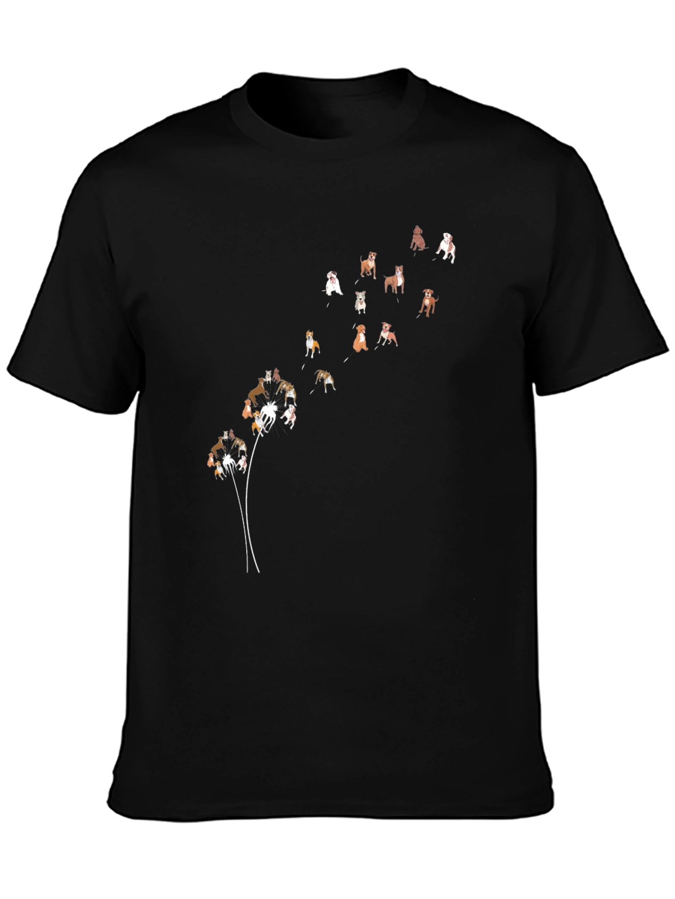 Dog Dandelion Black T-Shirt