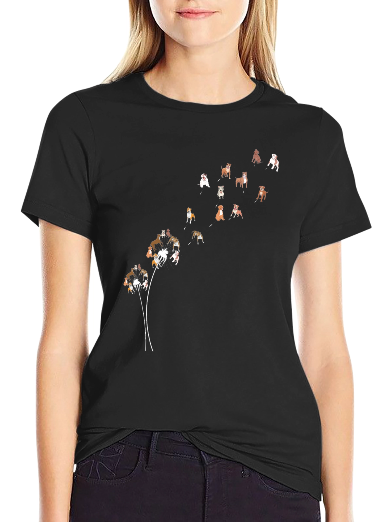 Dog Dandelion Black T-Shirt