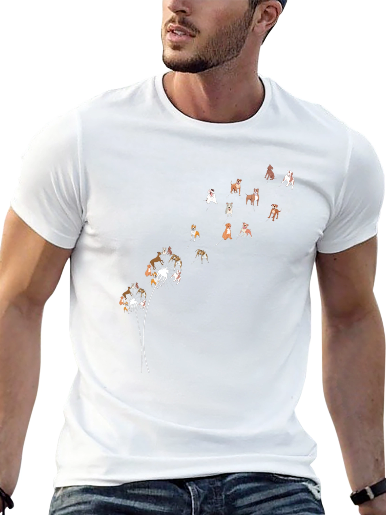 Dog Dandelion Black T-Shirt