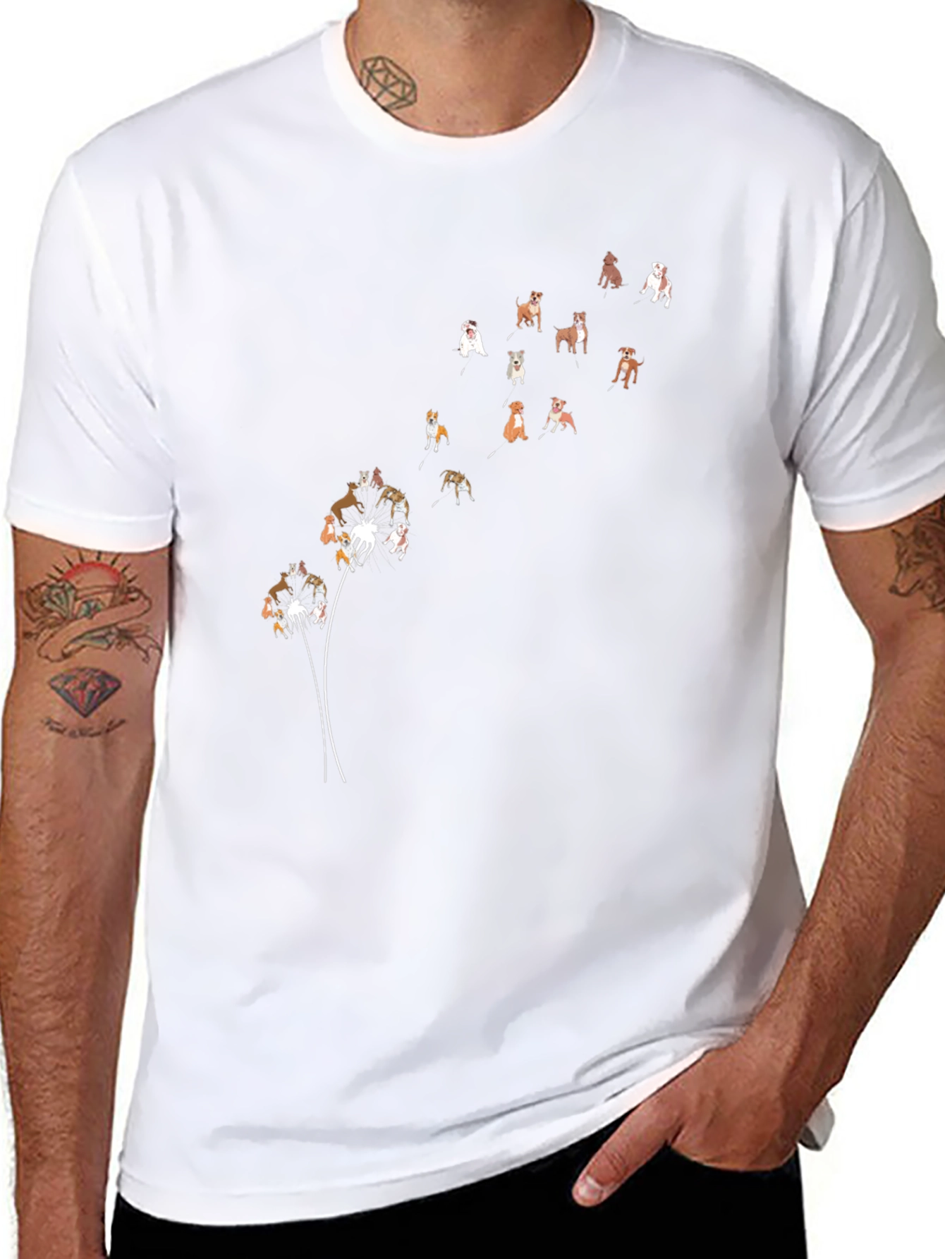 Dog Dandelion Black T-Shirt