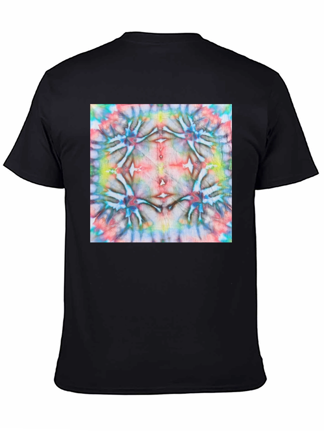 Psychedelic Tie-Dye Pattern Black Cotton Tee